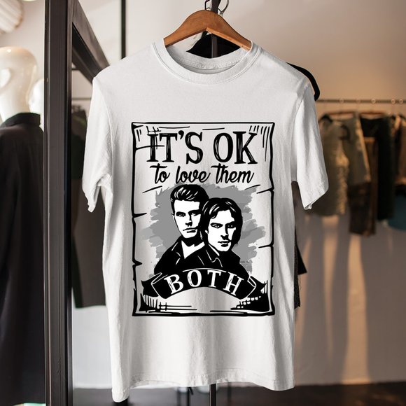 Tops - It's Ok To Love Both Stefan And Damond Vampire Diaries Salvatore Brothers Shirt